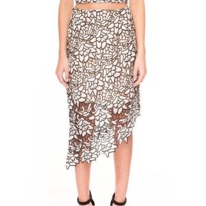 Keepsake the Label Asymmetric Midi Laser Cut Floral Skirt